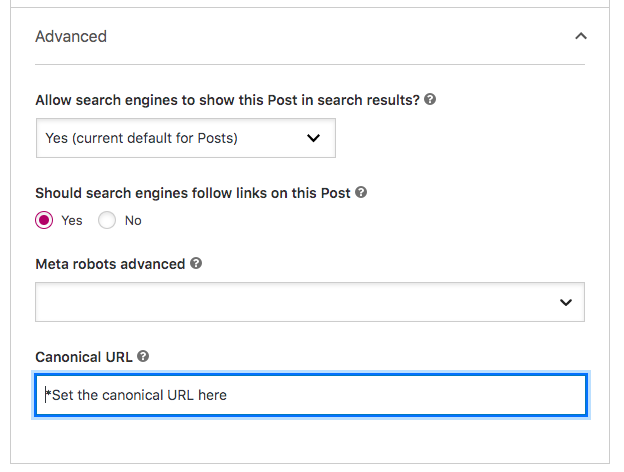 Yoast Canonical URL